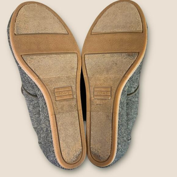 TOMS Womens Size 7 Wedge Heel Ankle Boots Desert Taupe Olive Herringbone Fabric - Picture 8 of 12